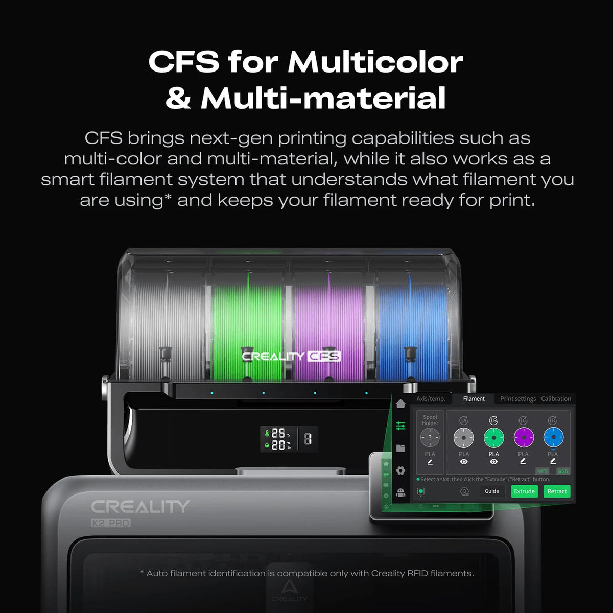 CFS for multicolour and multi-material printing
