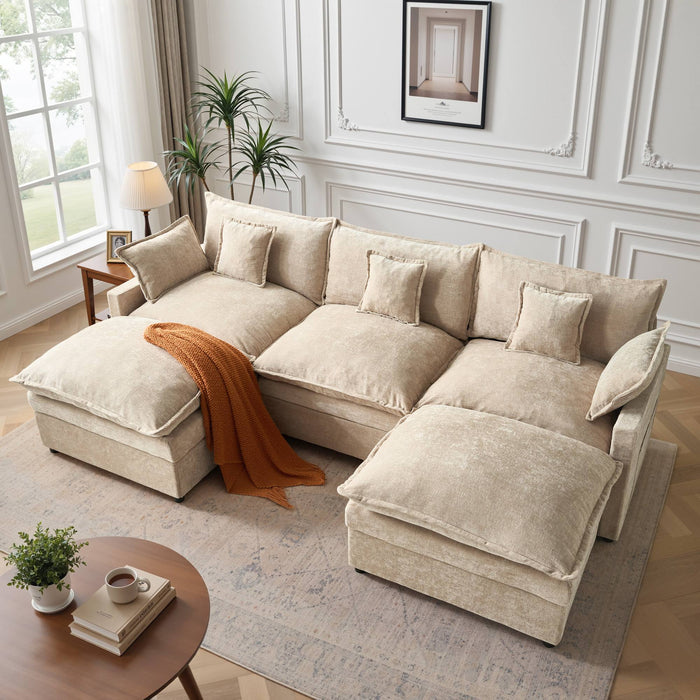U-Shaped Modular Cloud Couch with 2 Ottomans